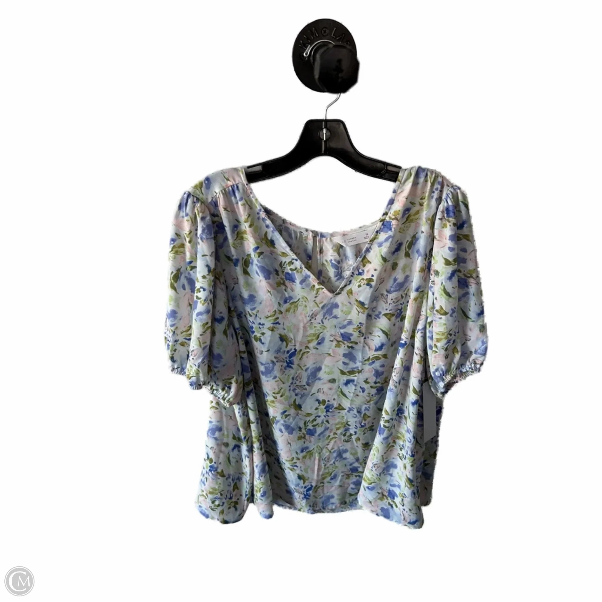 Top Short Sleeve By Lc Lauren Conrad In Pink & Purple, Size: 1x Breathable touch Embroidered