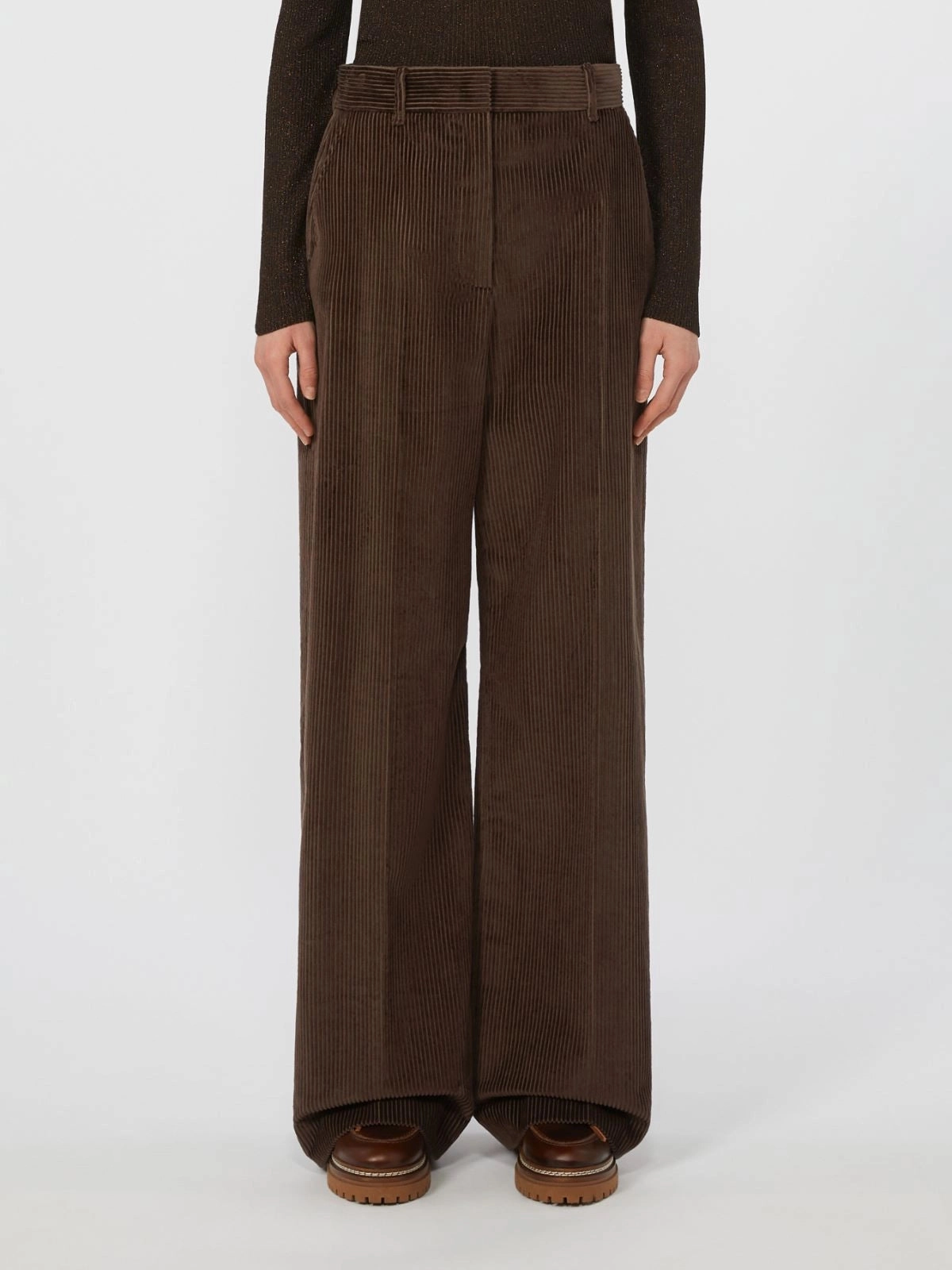 Weekend Max Mara Tania Cord Trousers in Chocolate Performance Fit AntiPilling