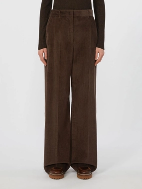 Weekend Max Mara Tania Cord Trousers in Chocolate Ripstop Fabric Technology Relaxed Comfort Wear
