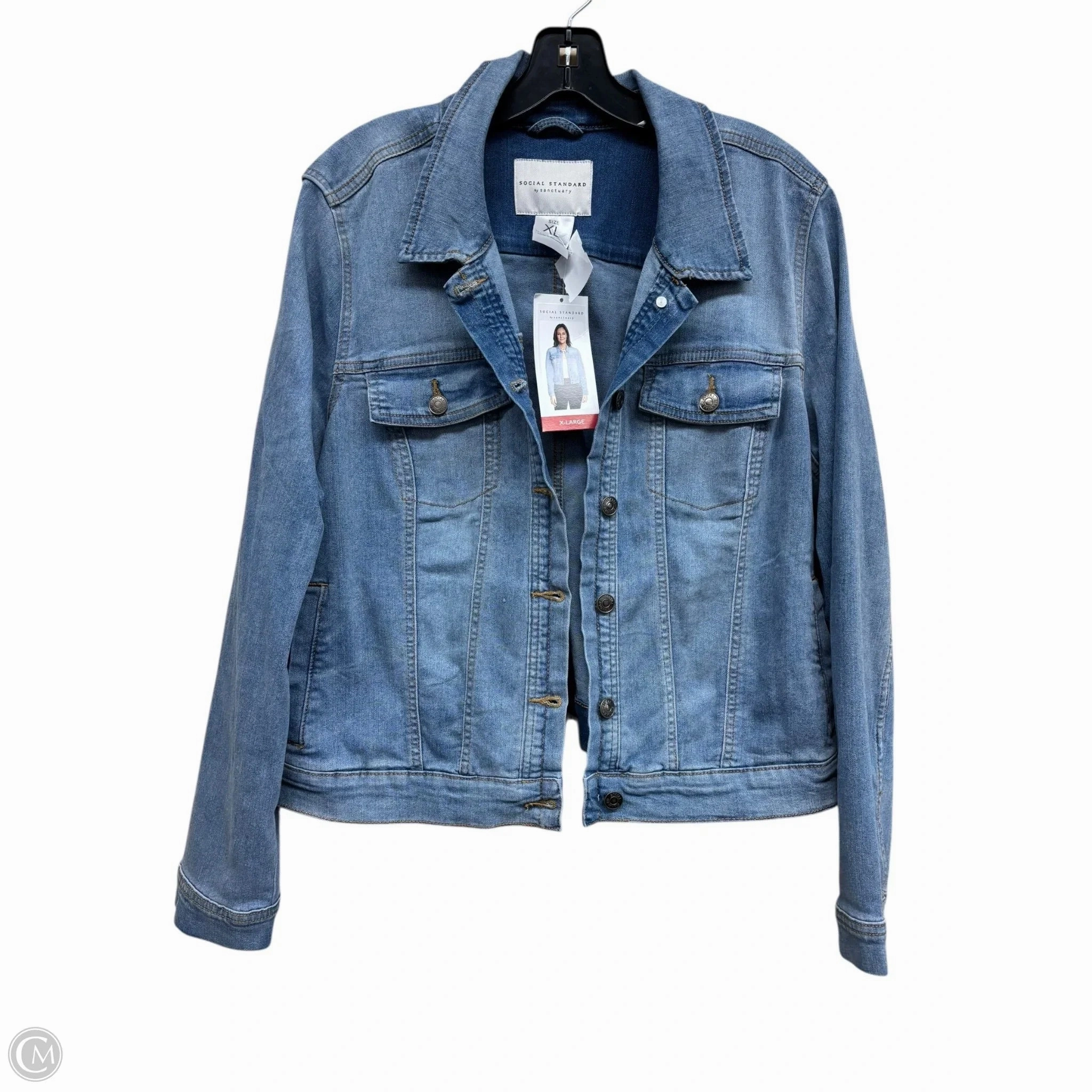 Snag Free Zipper Technology Convertible Silhouette Jacket Denim By Social Standard By Sanctuary In Blue Denim, Size: Xl