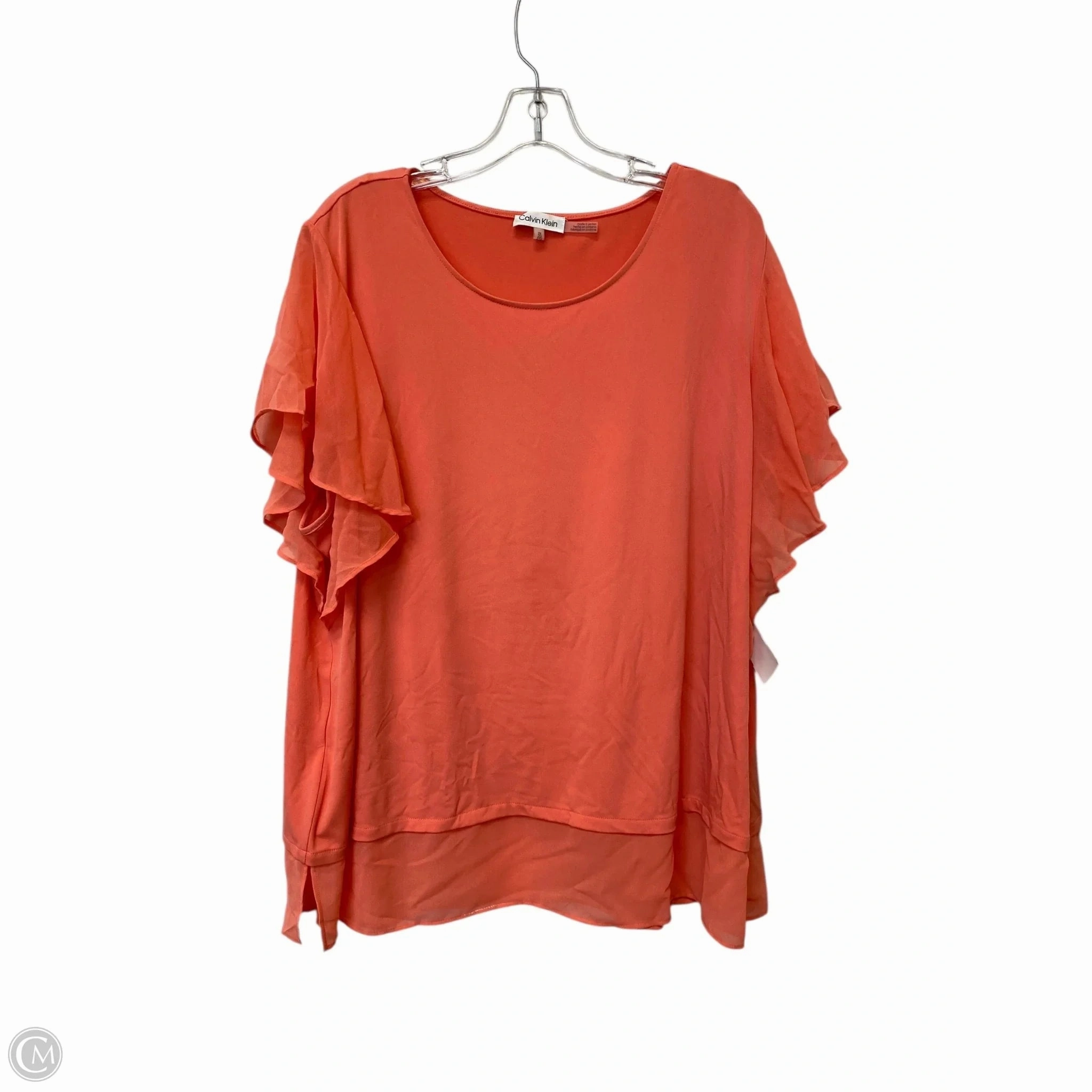 Top Short Sleeve Basic By Calvin Klein In Orange, Size: 2x black friday