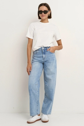 Tough Flex Berlin Ice Blue Mid Barrel Leg Jean