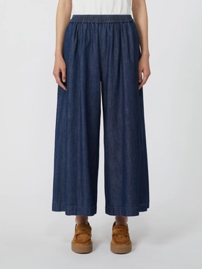 Structured fabric Weekend Max Mara Lubiana Trousers in Dark Navy Denim
