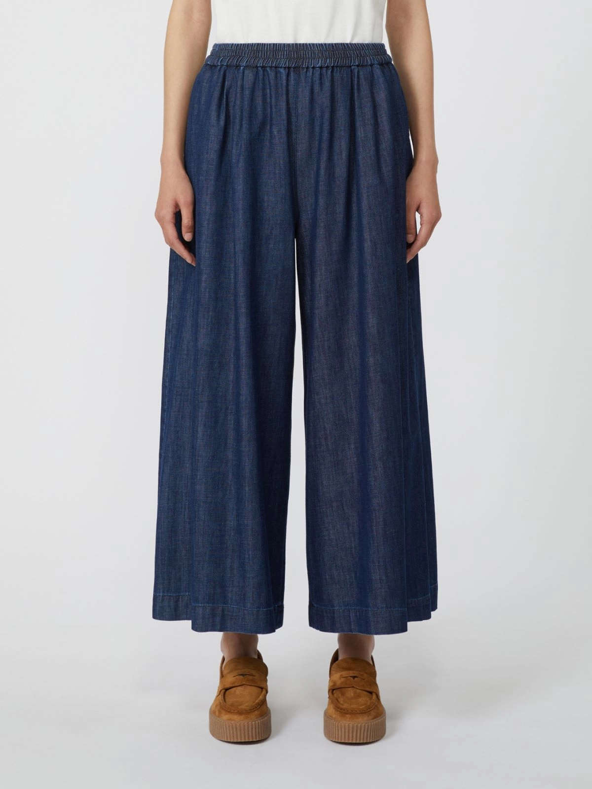 Weekend Max Mara Lubiana Trousers in Dark Navy Denim Street Style Side zipper
