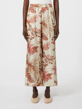 HighWaistSupport Weekend Max Mara Temide Printed Trousers in Beige Tapestry