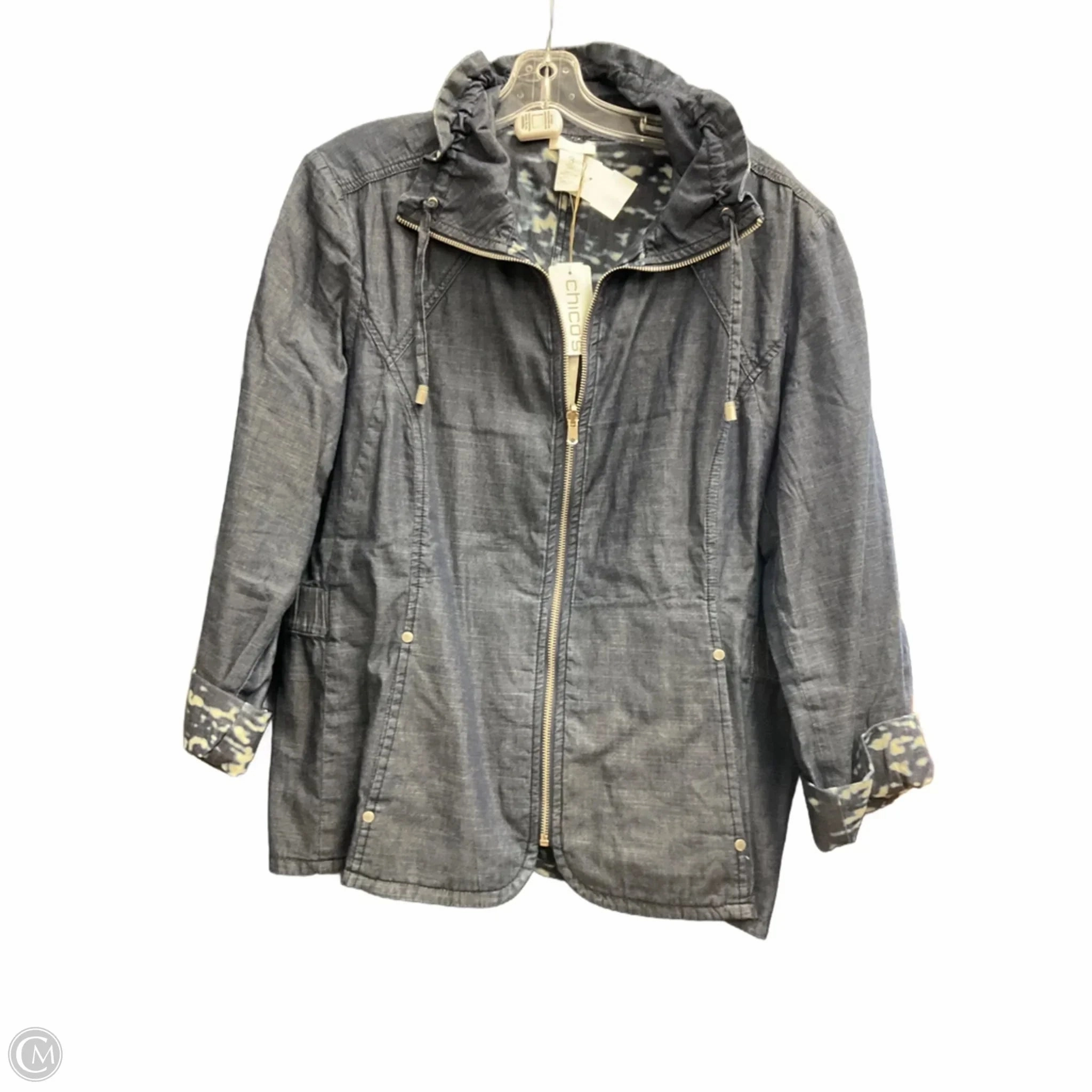 Ultraviolet Protection Jacket Denim By Chicos In Blue Denim, Size: Xl