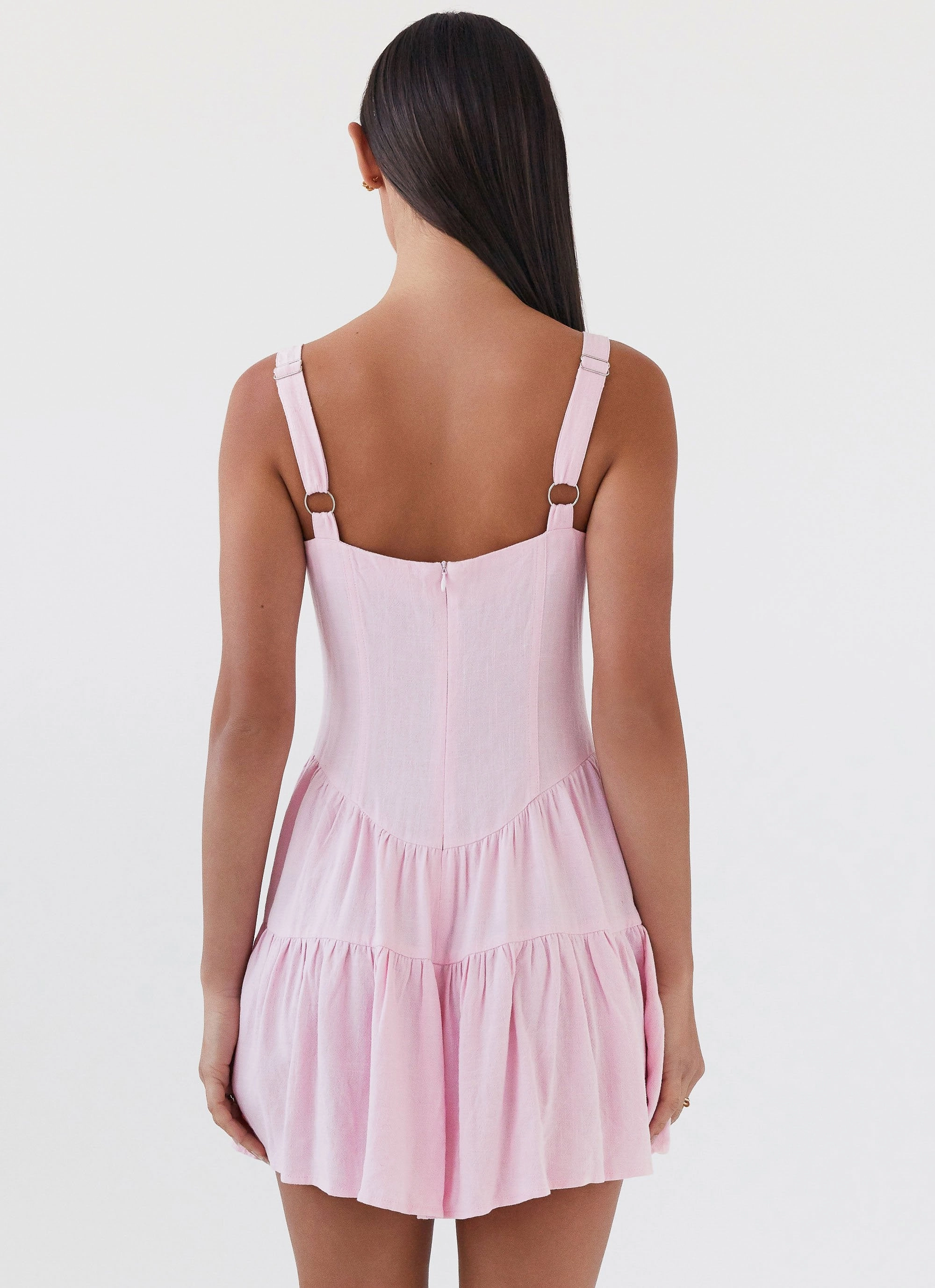 Lucie Linen Mini Dress - Pink Sophisticated Elegance