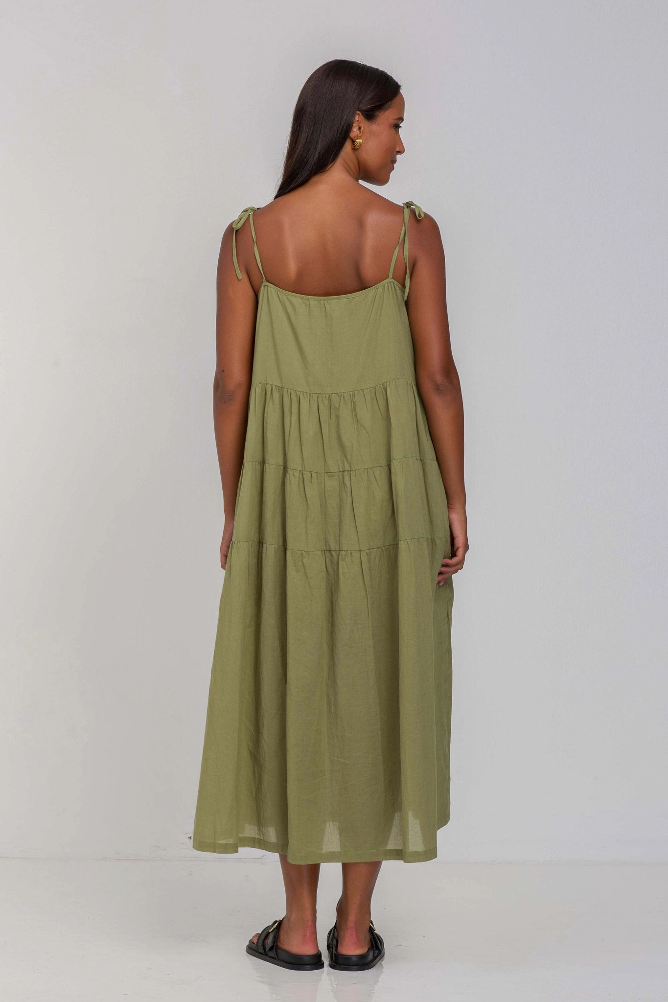 When Time Stood Still Crispy Moss Midi Dress Balanced Tone