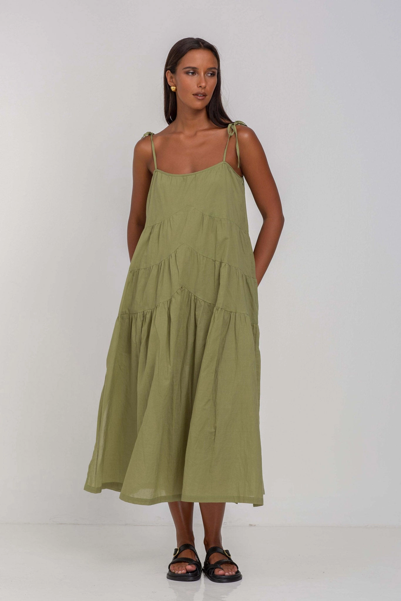 Cozy Design When Time Stood Still Crispy Moss Midi Dress