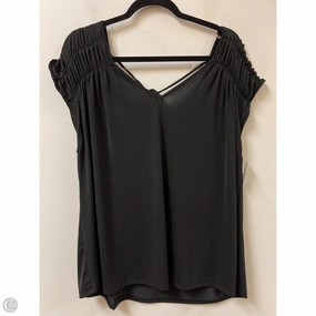 Linen blend Top Short Sleeve By Clothes Mentor In Black, Size: 2x