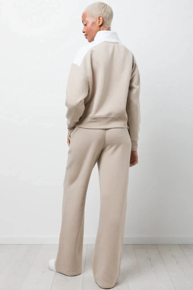 Active Comfort Wear Wide Leg Fleece Pants Natural