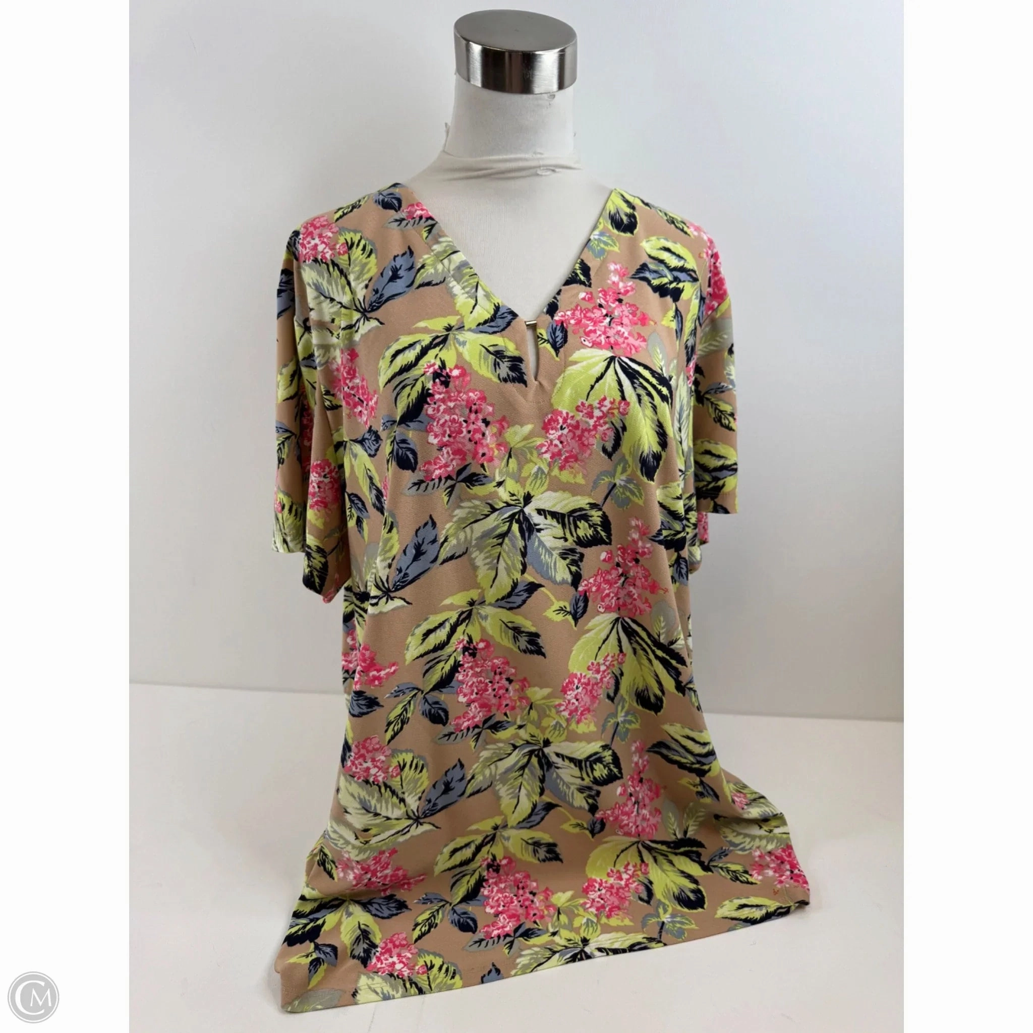 City Smart Top Short Sleeve By Jones New York In Pink & Yellow, Size: 3x