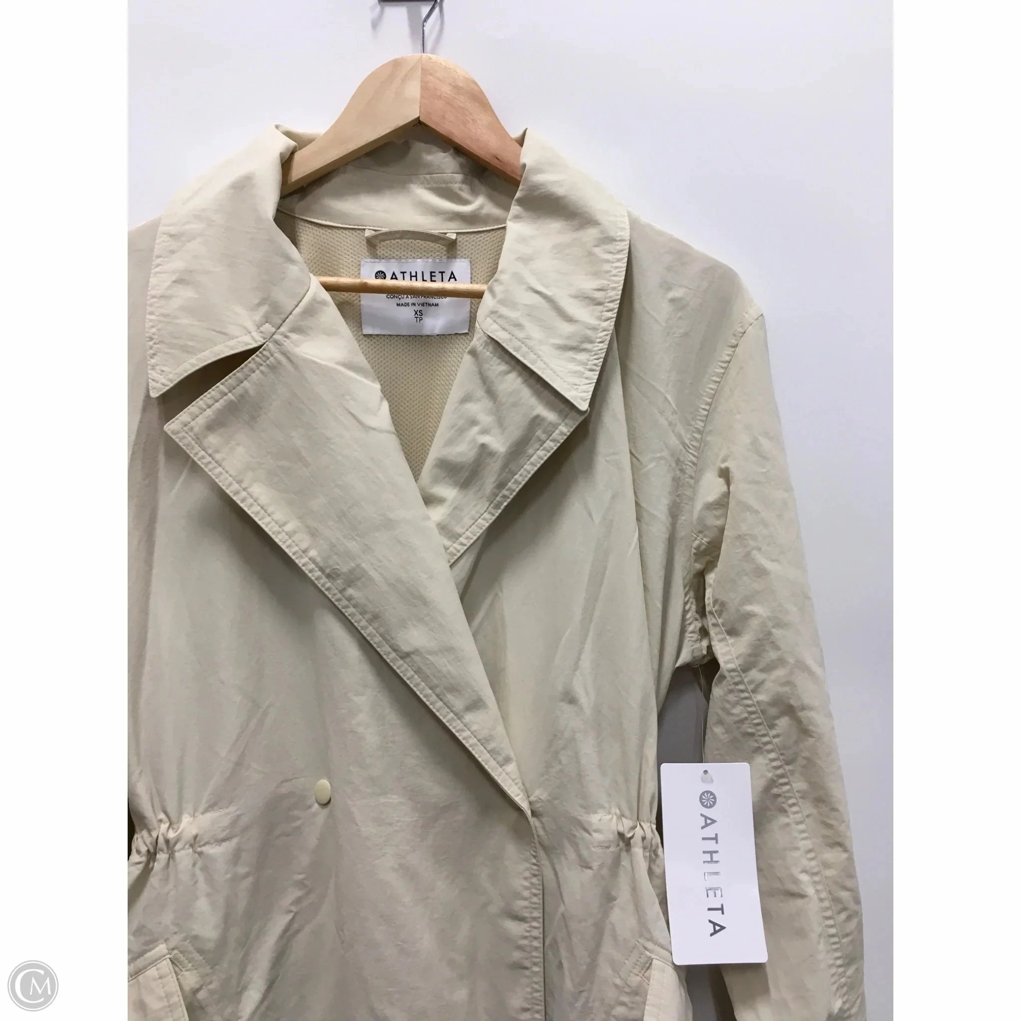 Coat Trench Coat By Athleta In Cream, Size: Xs Elasticized Edging