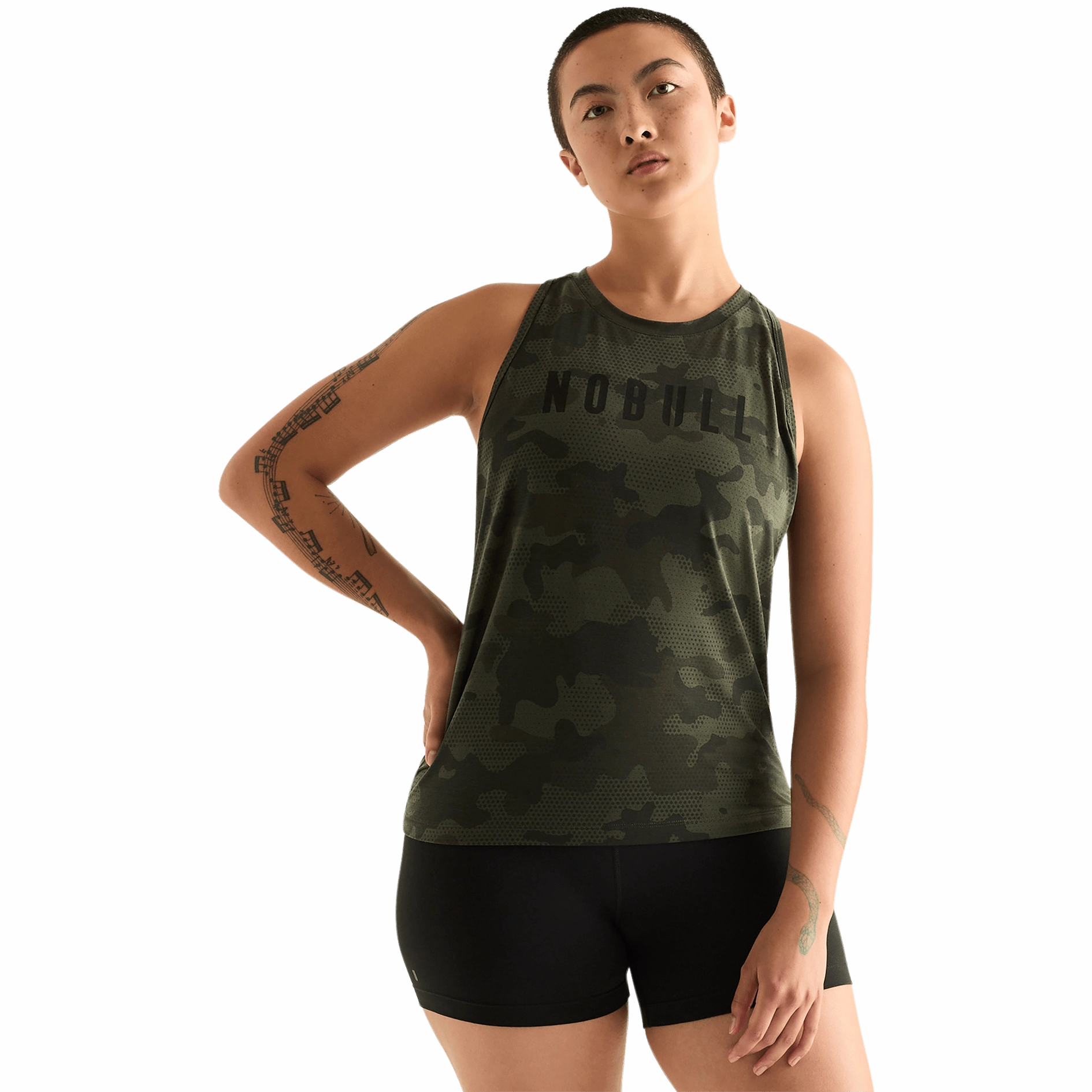 QuickReleaseFastenings Stretch Comfort Women's Camo NOBULL High-Neck Tank