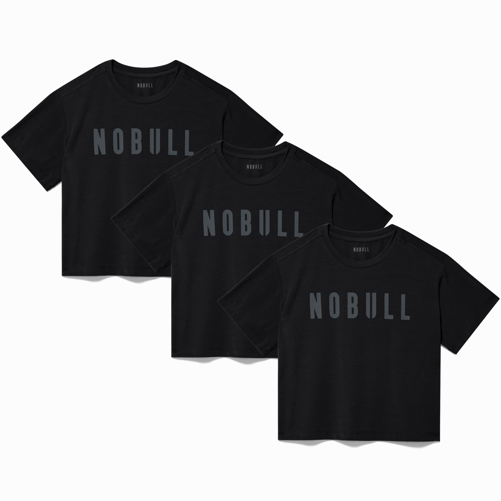 Women's NOBULL Boxy Tee 3 Pack - Black Easycare Stretch waistband