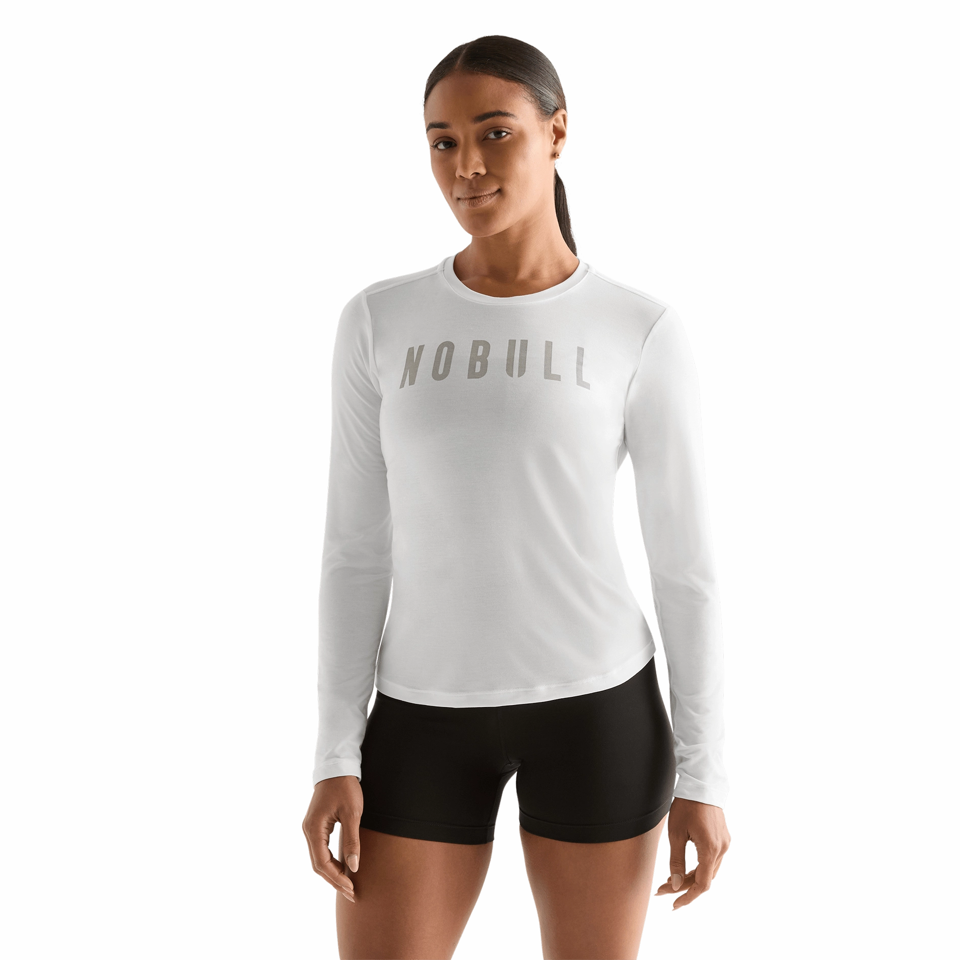 Flexible Knit Fabric AdjustableNeckline Women's NOBULL Long Sleeve Tee