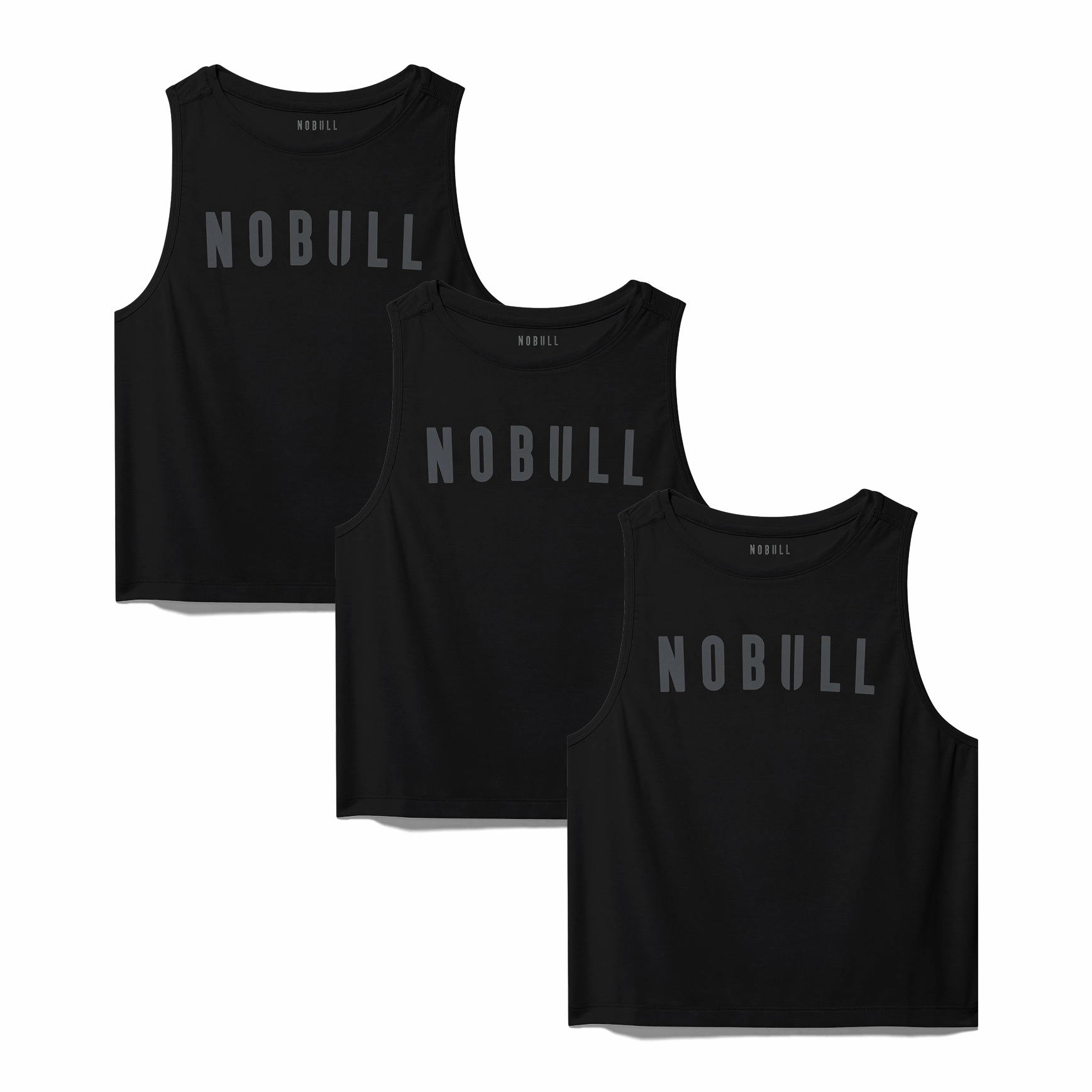 Asymmetrical hem Layered Panel Construction Women's NOBULL Muscle Tank 3 Pack - Black