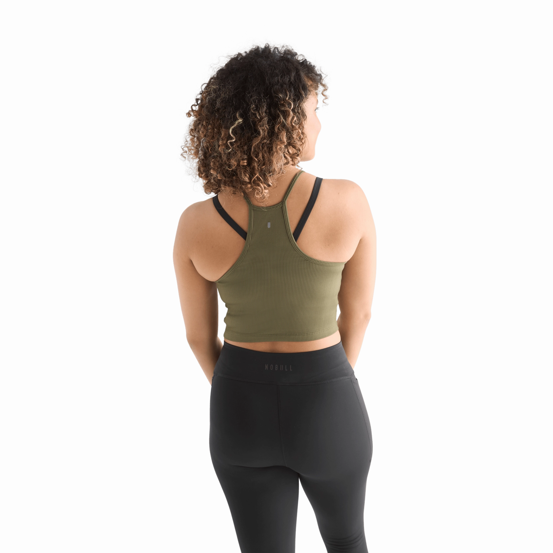 Women's Ribbed Halter Crop Tank RibbedHemline