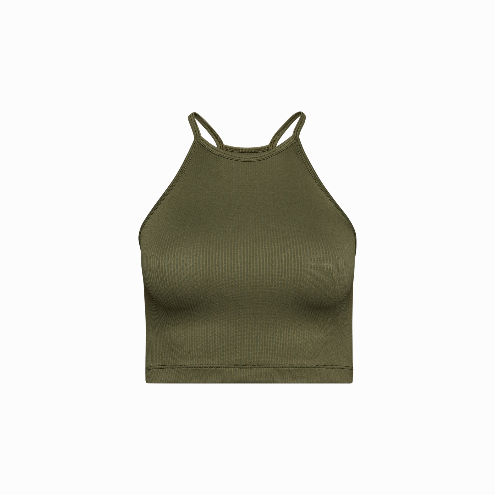 Women's Ribbed Halter Crop Tank NonChafe Lining FadeResistant Dye