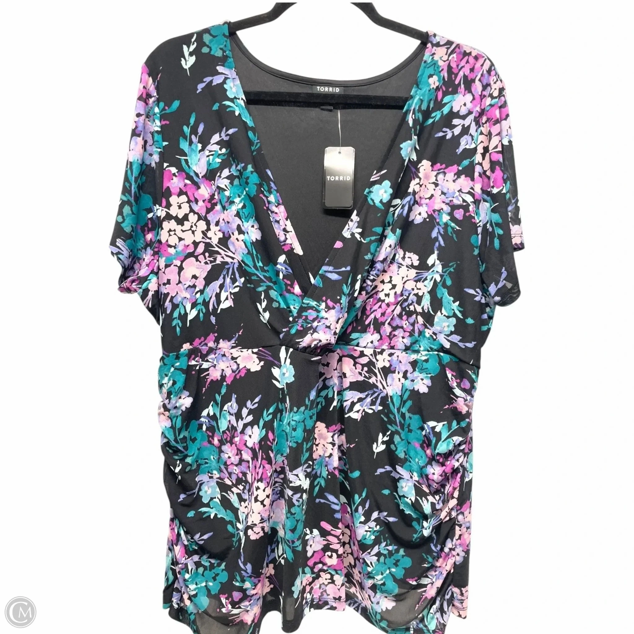 Top Short Sleeve By Torrid In Floral Print, Size: 3x Sporty Layer Look