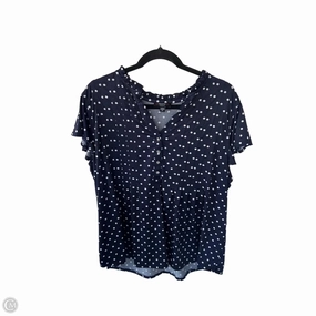 Loose fitting comfort Top Short Sleeve By Cocomo In Blue & White, Size: 2x