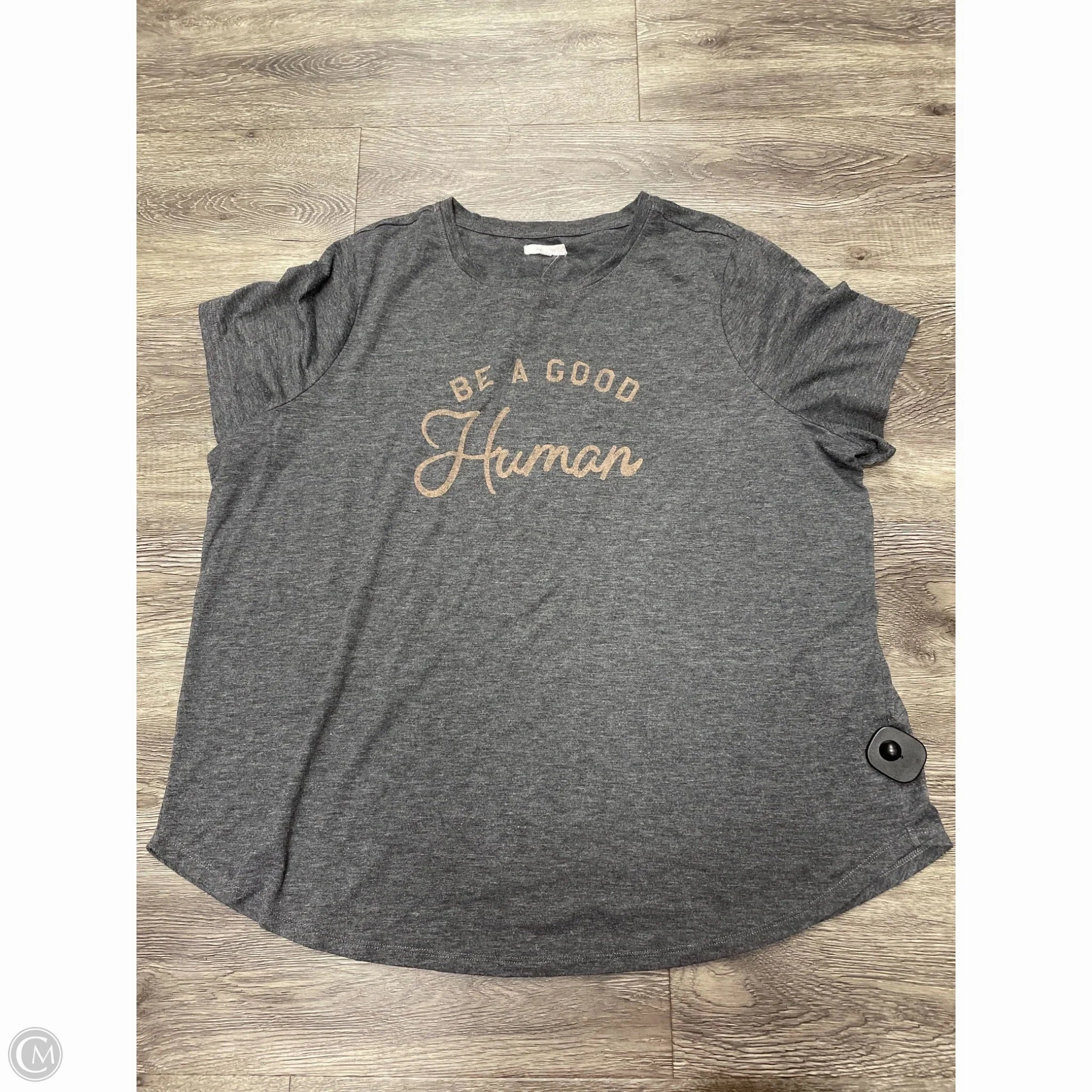 Top Short Sleeve By Maurices In Grey, Size: 2x Crew neck classic