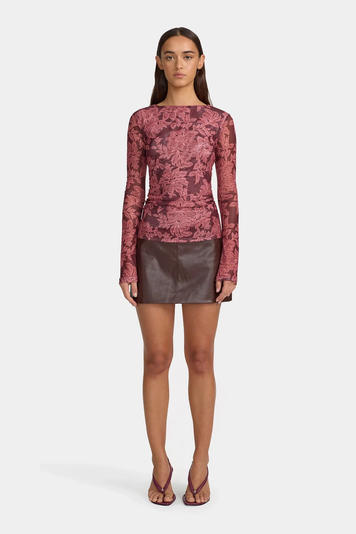 Azalea Plum Paisley Mesh Top SnagResistant