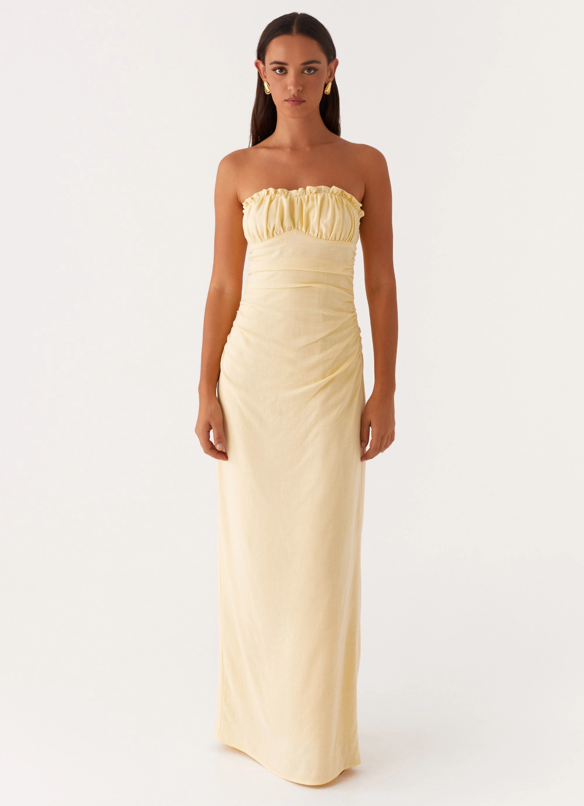 Evening Look Xena Gathered Maxi Dress - Yellow