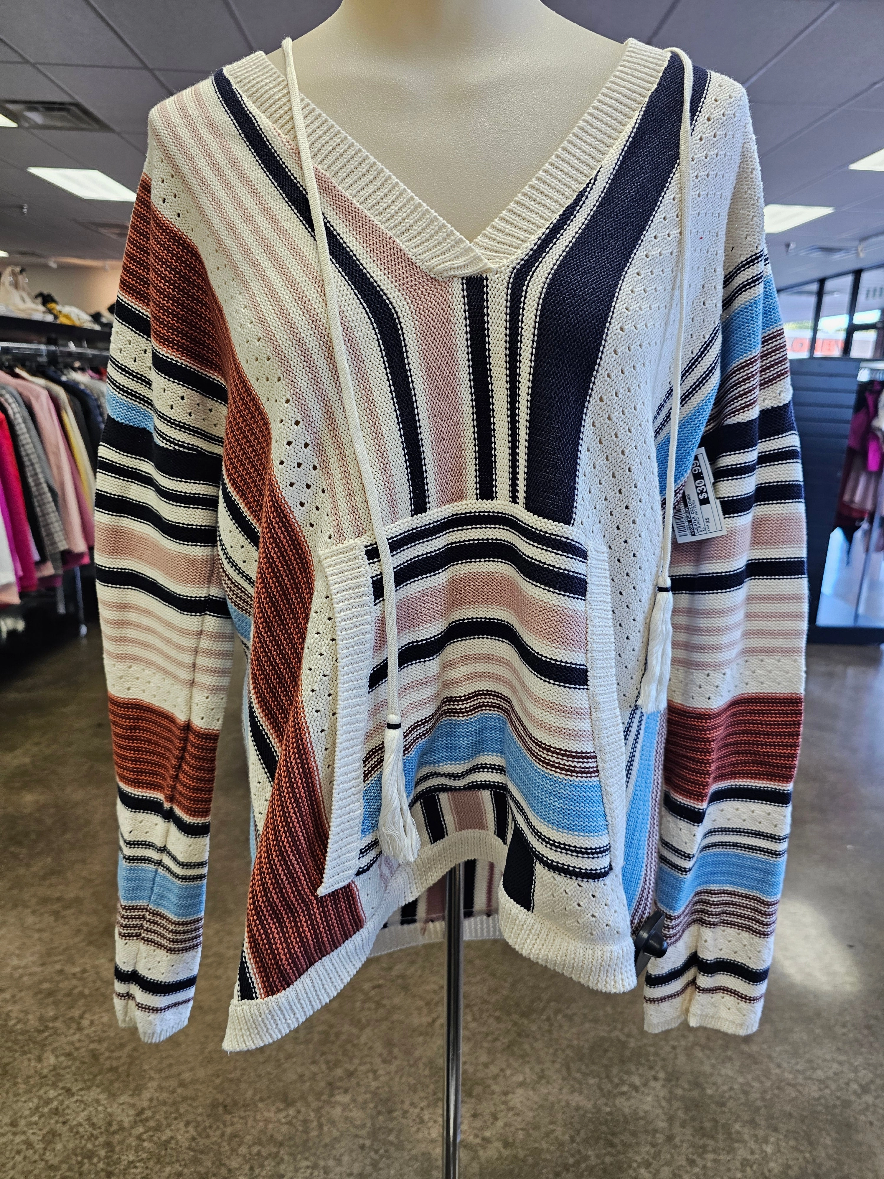 Sweater Designer By Tory Burch In Striped Pattern, Size:Xs Comfy Knit Look