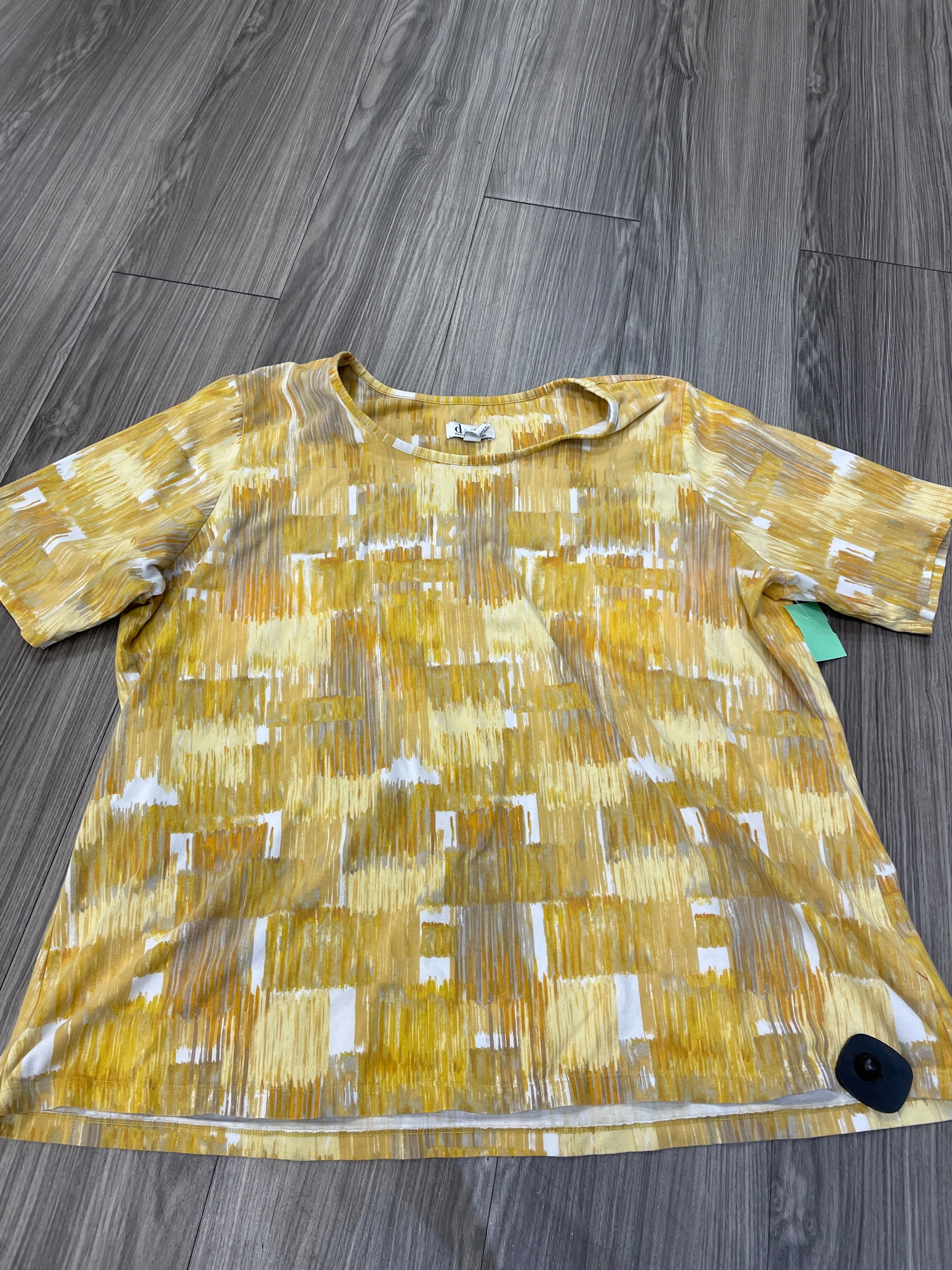 Effortless Wear Fit Casual Comfort Wear Yellow Top Short Sleeve Denim And Company, Size 3x