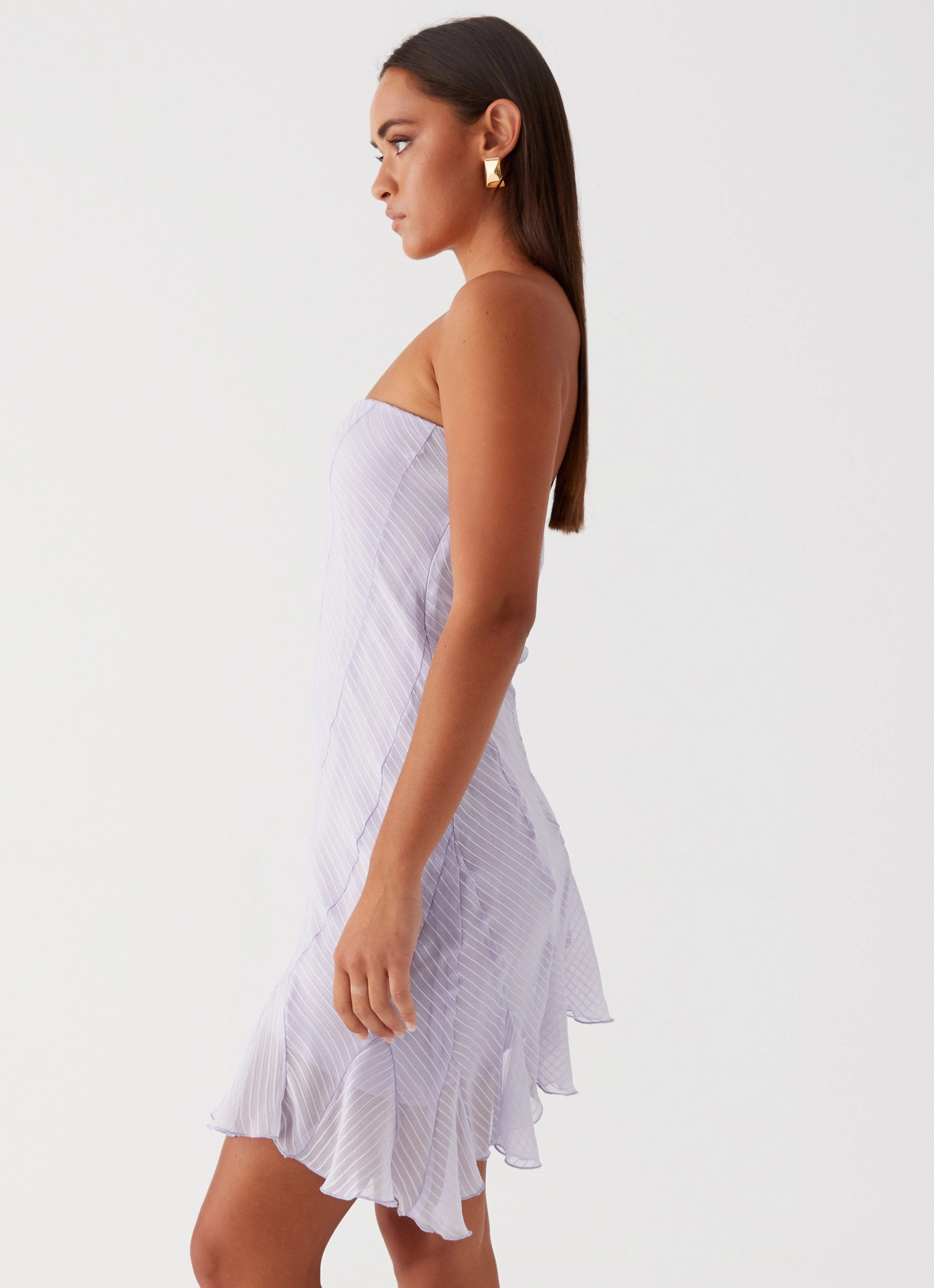 Yolanda Mini Dress - Lavender Flattering Shape Design Pleated design