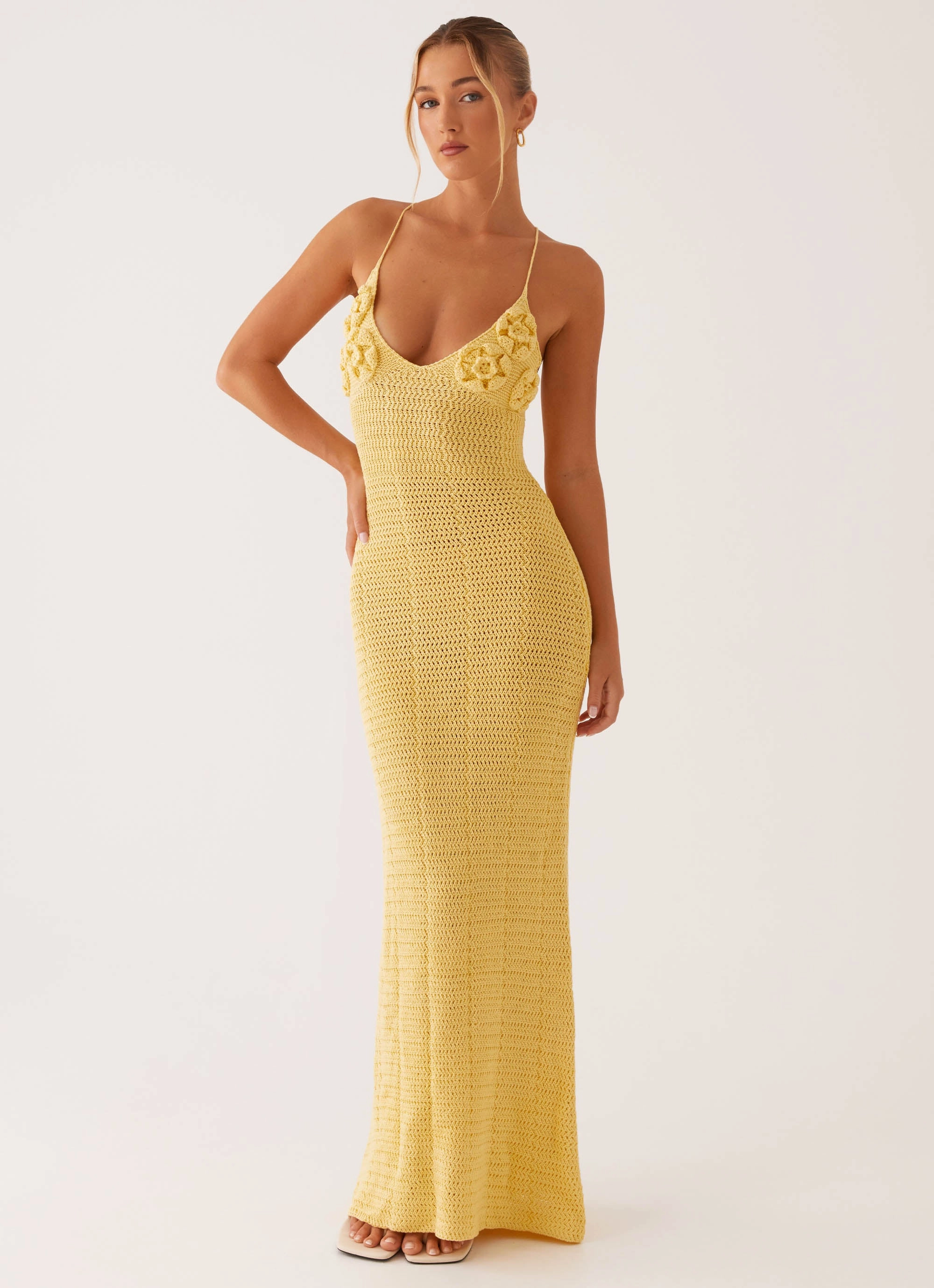 Easy Comfort Look Zara Rose Crochet Maxi Dress - Yellow