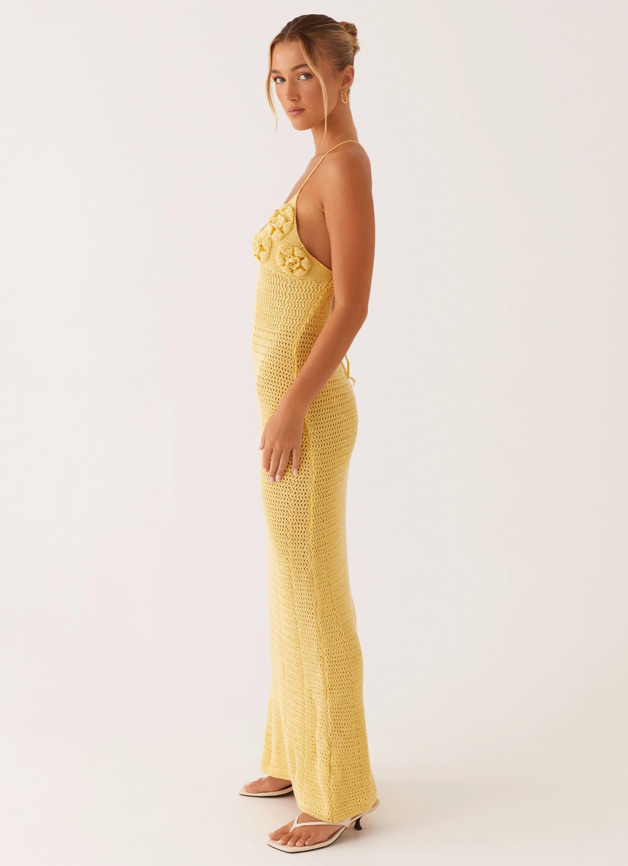 Zara Rose Crochet Maxi Dress - Yellow QuickDryTechnology Ceremony Ready
