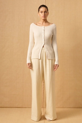 NonIrritatingStitching Elemental Cream Button Front LS Knit Top