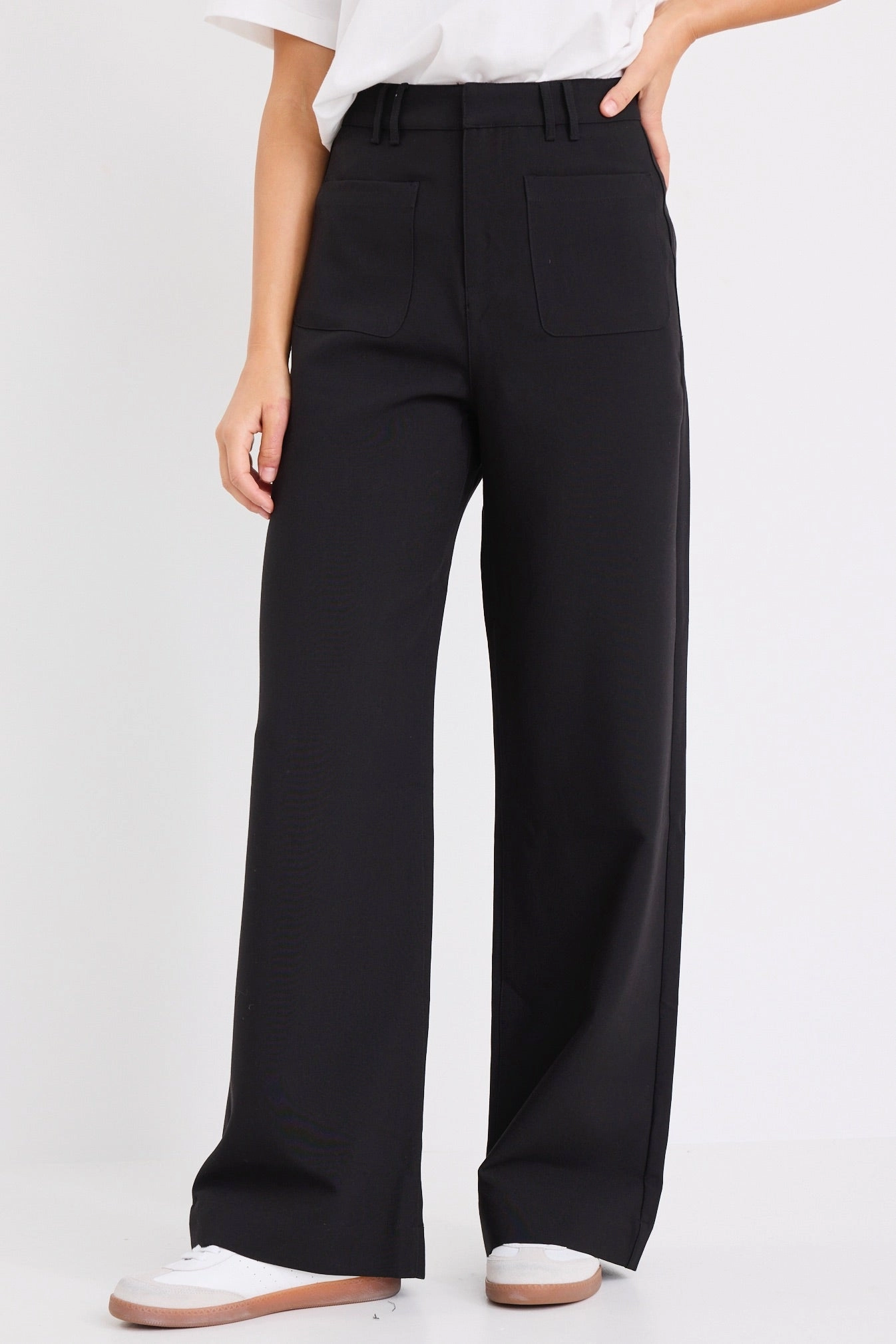 Zoey Black Tailored High Rise Wide Leg Pocket Pants Hidden Pocket System Comfy Essentials Wear