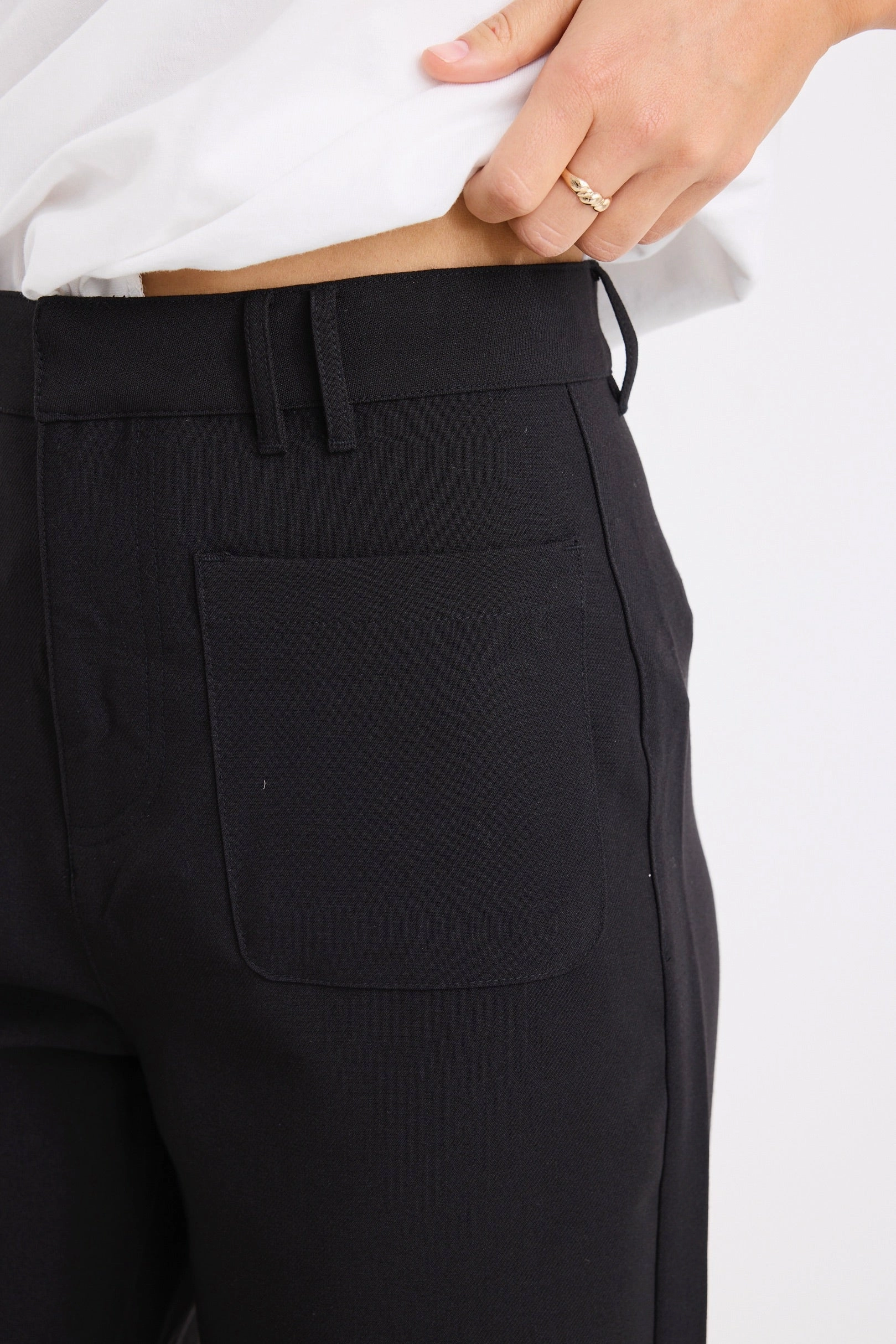 Slim Shape Zoey Black Tailored High Rise Wide Leg Pocket Pants
