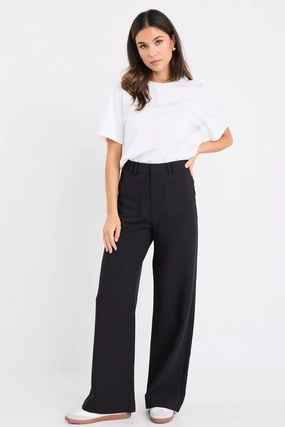 ThermalRegulation LightweightInsulation Zoey Black Tailored High Rise Wide Leg Pocket Pants